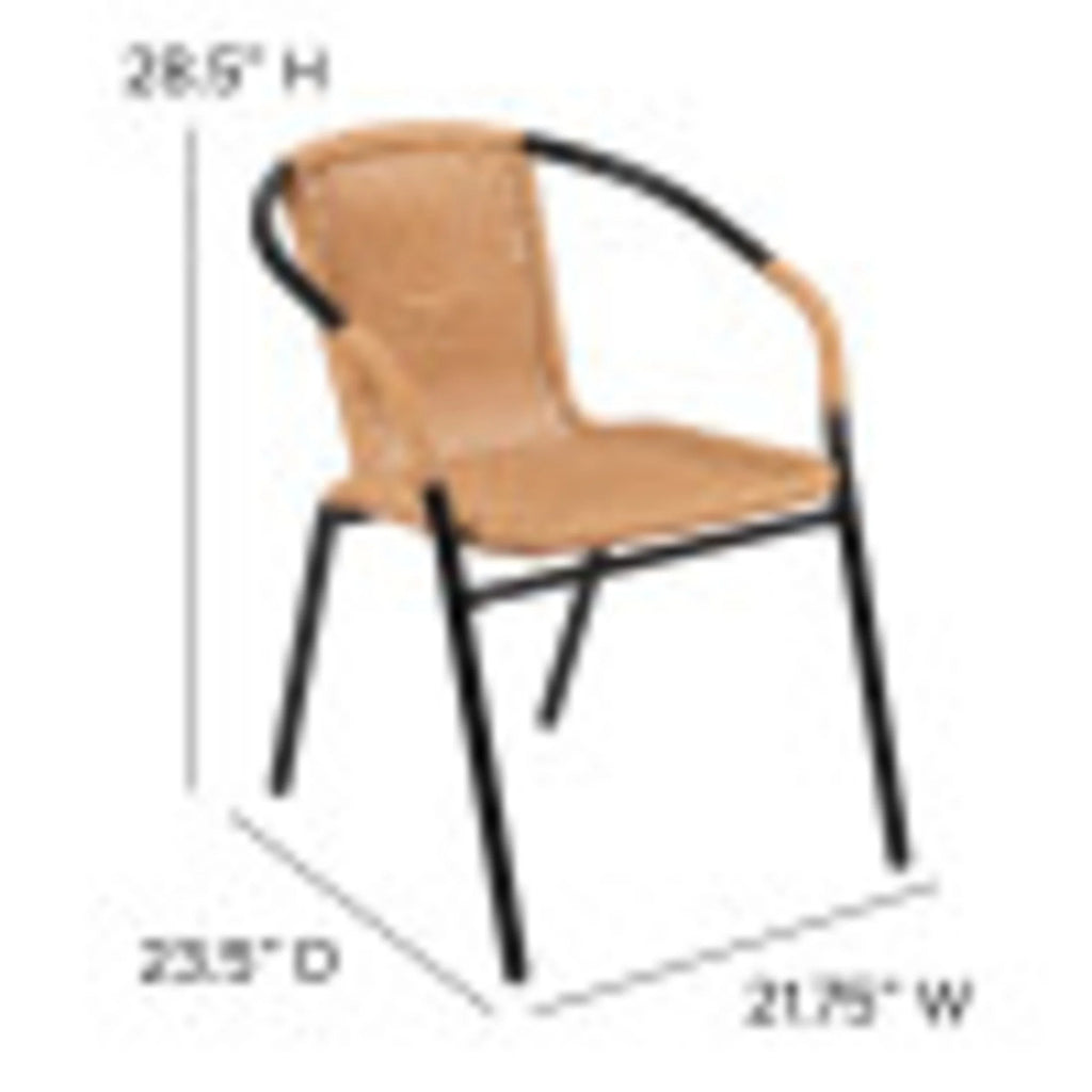 Flash Furniture Lila Indoor/Outdoor Stacking Rattan Patio Chairs, Set of 2, Beige