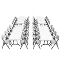 Lifetime Combo Set of (4) 8-Foot Rectangle Folding Tables & (32) Chairs, Indoor/Outdoor Use, White (80147)