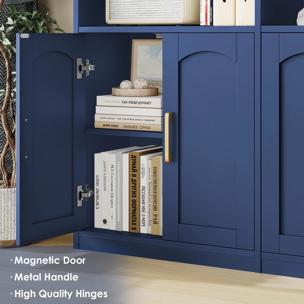 Homfa 73 Tall Bookcases with Doors, 8 Cubes 6-Tier Double Row Bookshelf, White Bookcase for Living Room Home Office