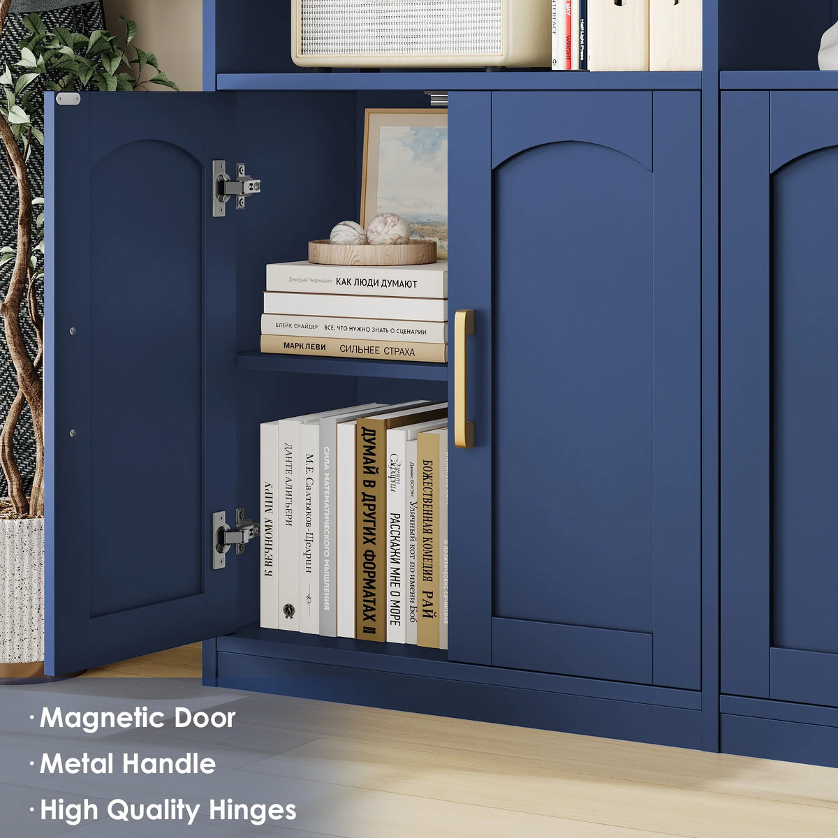 Homfa 73 Tall Bookcases with Doors, 8 Cubes 6-Tier Double Row Bookshelf, White Bookcase for Living Room Home Office