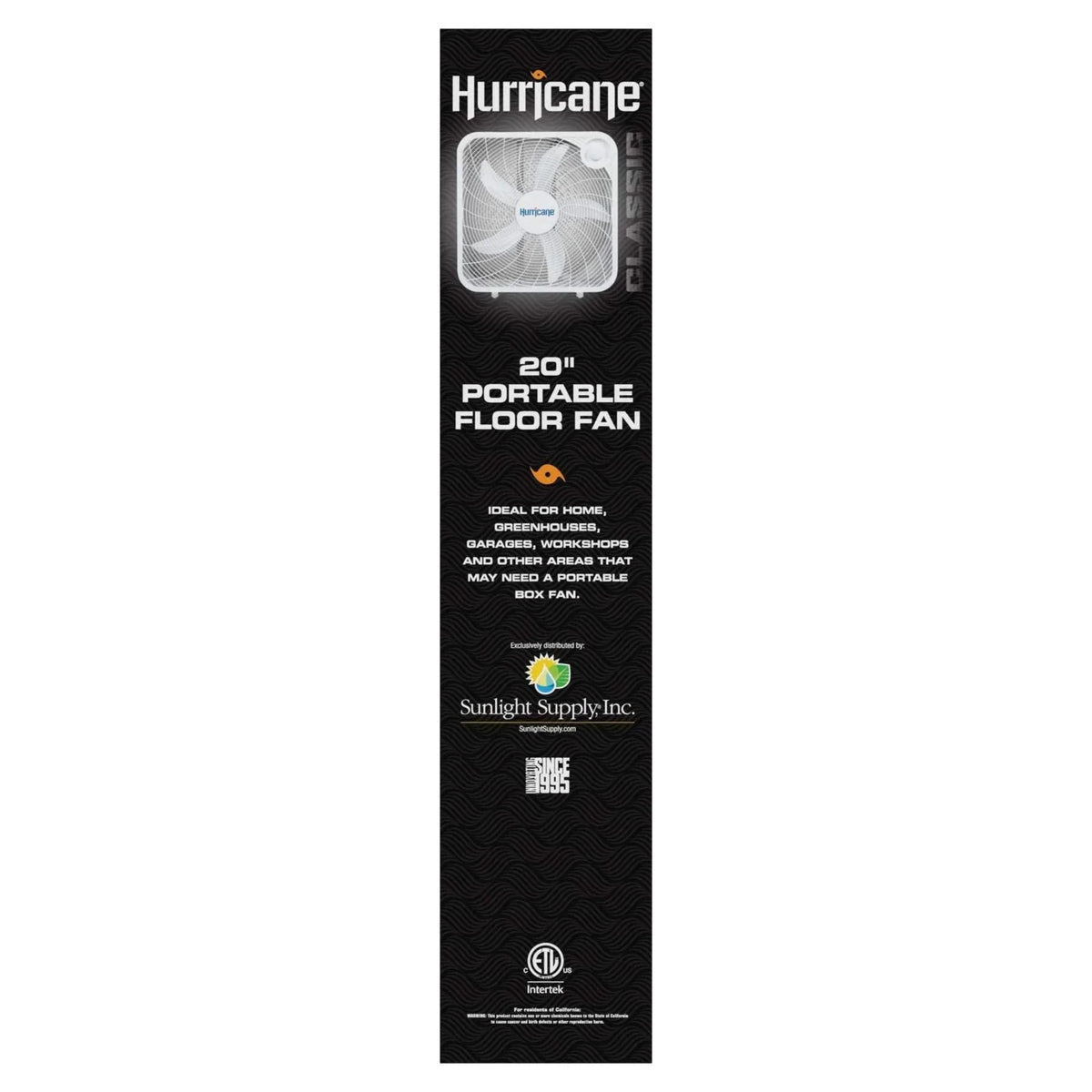 Hurricane 20 Inch Classic Series Floor Box Fan with 3 Speed Settings, Black, 2 Pack