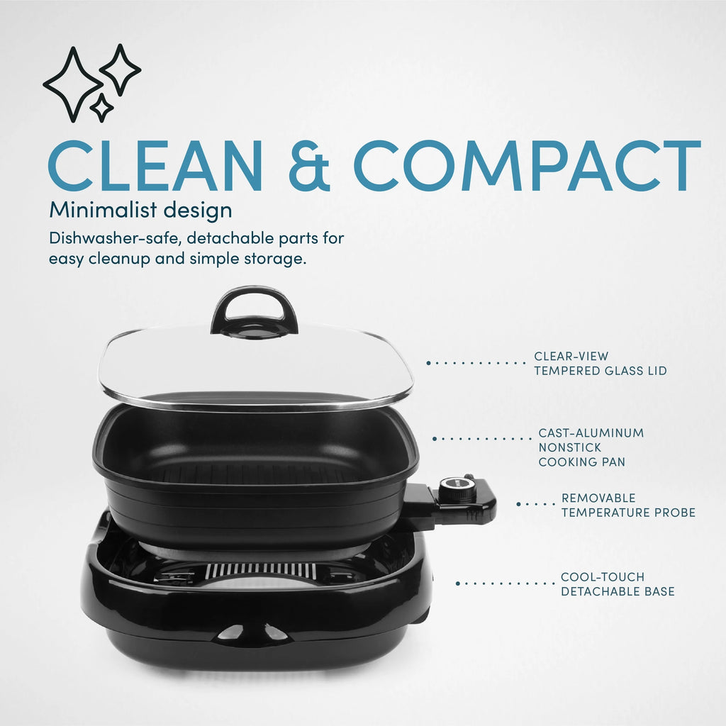 Aroma 4-Qt. 3-in-1 Grillet, Black