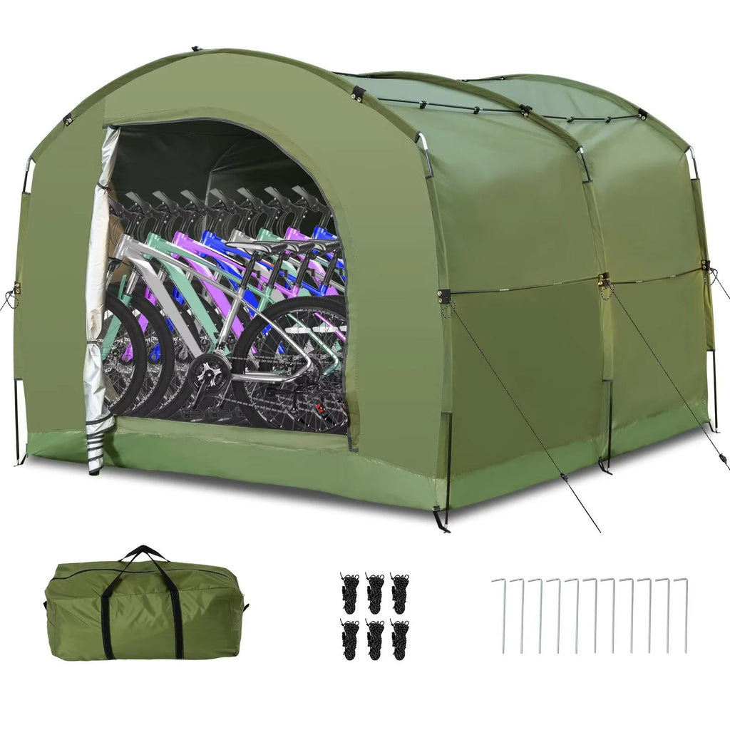NAIZEA Large Bike Storage Tent, 47" Depth Storage for 6 Bikes Waterproof Outdoor Bicycle Cover, Lawn Mower Garden Tools Shed, Backyard Storage Room Tent Shelter W/Fixing Peg & Rop