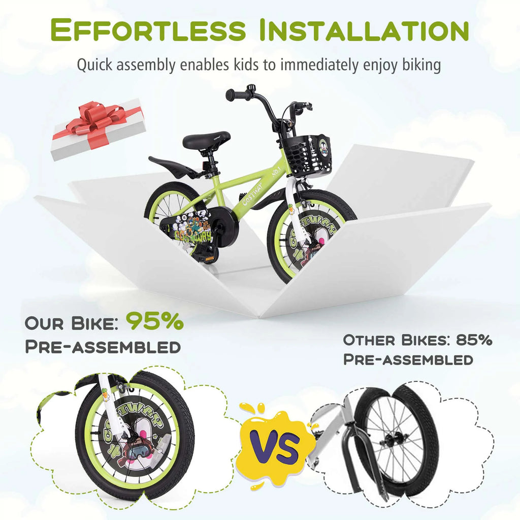 Costway 16" Kid’s Bike for 4-7 with Height-Adjustable Handlebar & Saddle Handbrake Blue