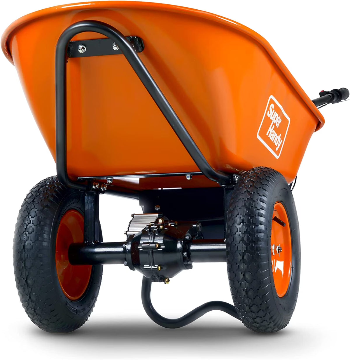 SuperHandy Motorized Wheel Barrow - Electric Self-Propulsion, 48V 2Ah Battery, 330lb Capacity, 4 Cu. Ft Tub, DUMP