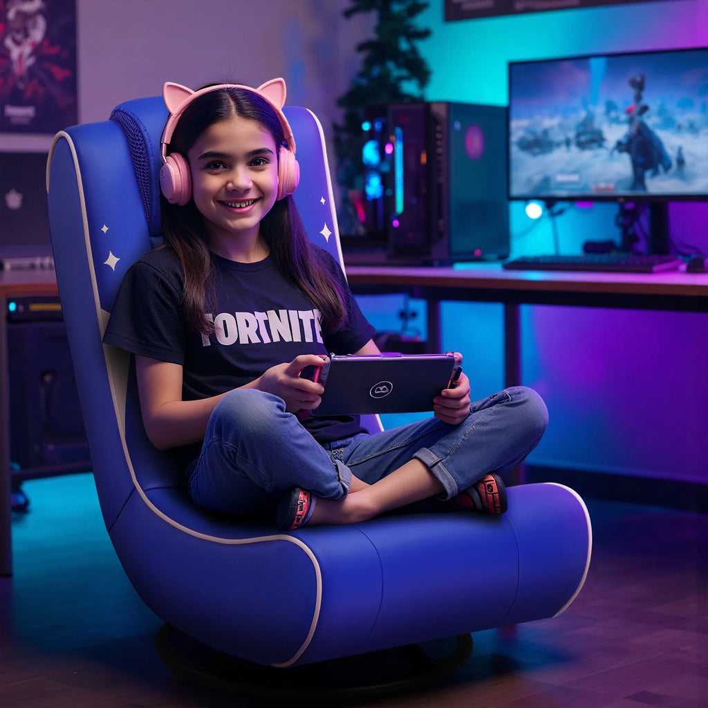 GTPLAYER Swivel Floor Gaming Chairs with Foldable Backrest for Teens,, Red
