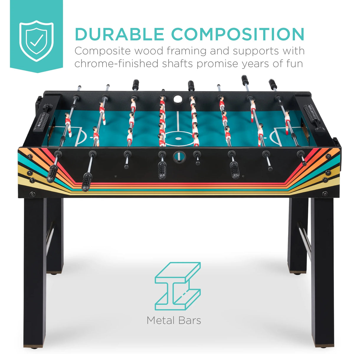 Best Choice Products 48in Competition Sized Foosball Table for Home, Game Room w/ 2 Balls, 2 Cup Holders - Light Brown
