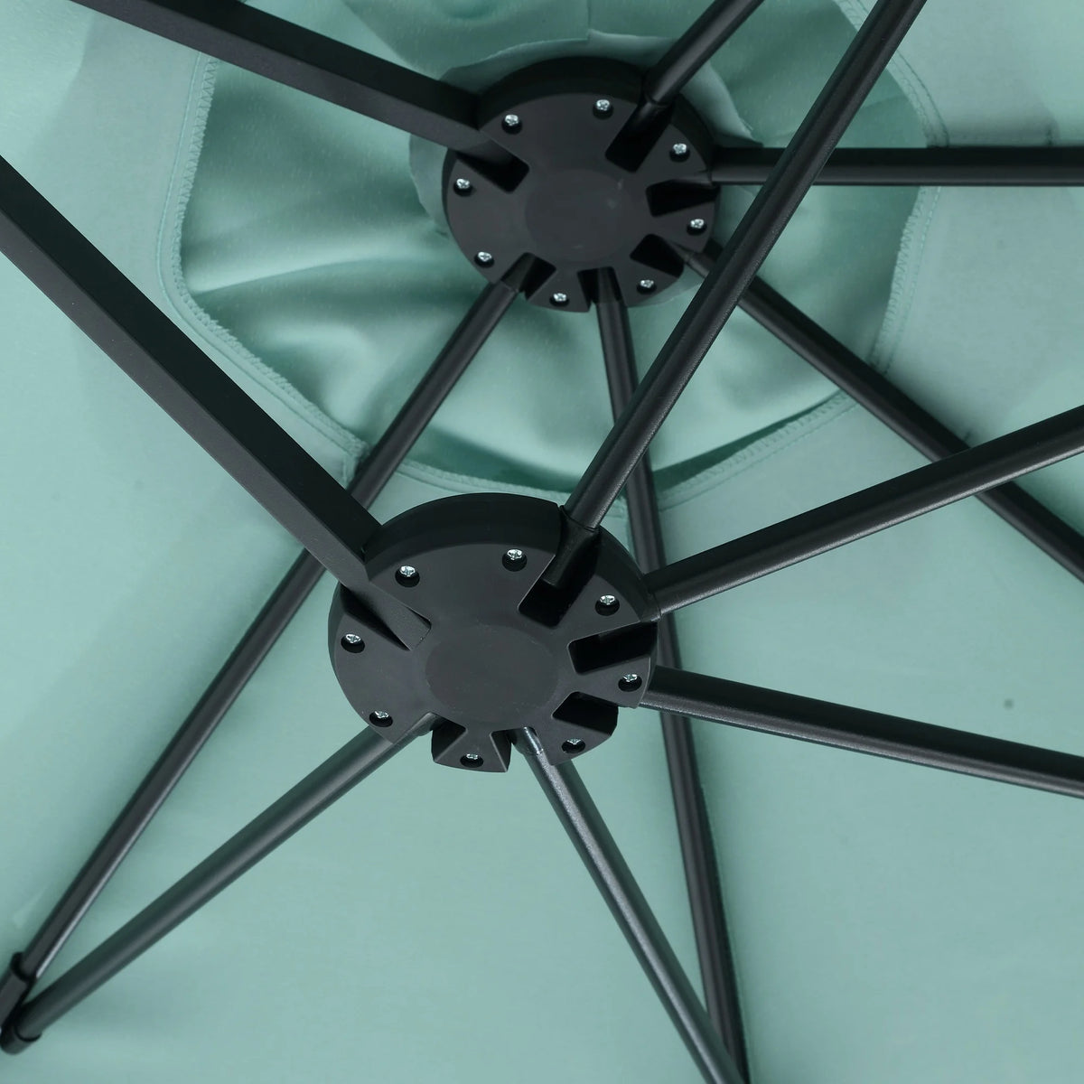 Outdoor Patio Umbrella, 15FT Double-Sided Solar Umbrella with Crank, Large Umbrella for Pool Yard, with 12pcs Steel Ribs, Dark Green