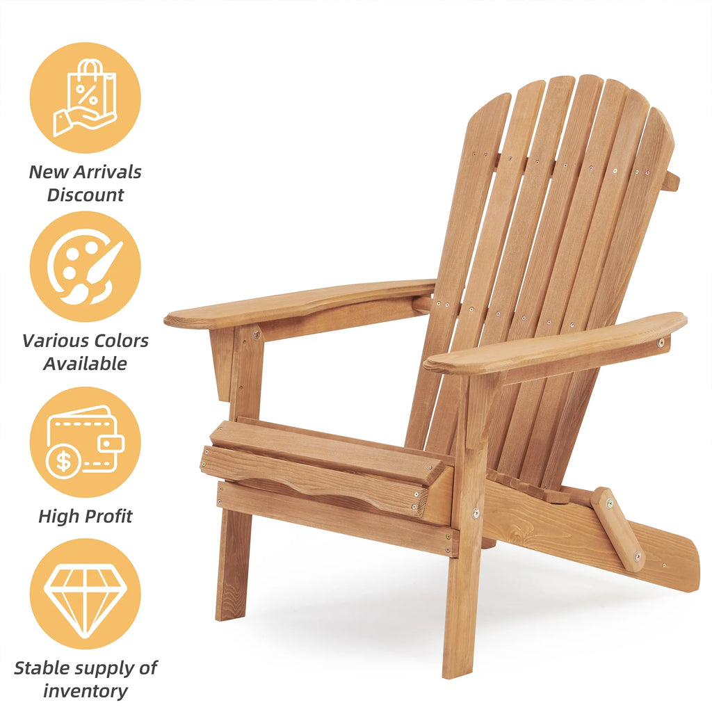 uhomepro Outdoor Adirondack Chairs Set of 2, Folding Fire Pit Chair, Weather Resistant Patio Lawn Chair for Outside Deck Garden Backyard Balcony, Gray