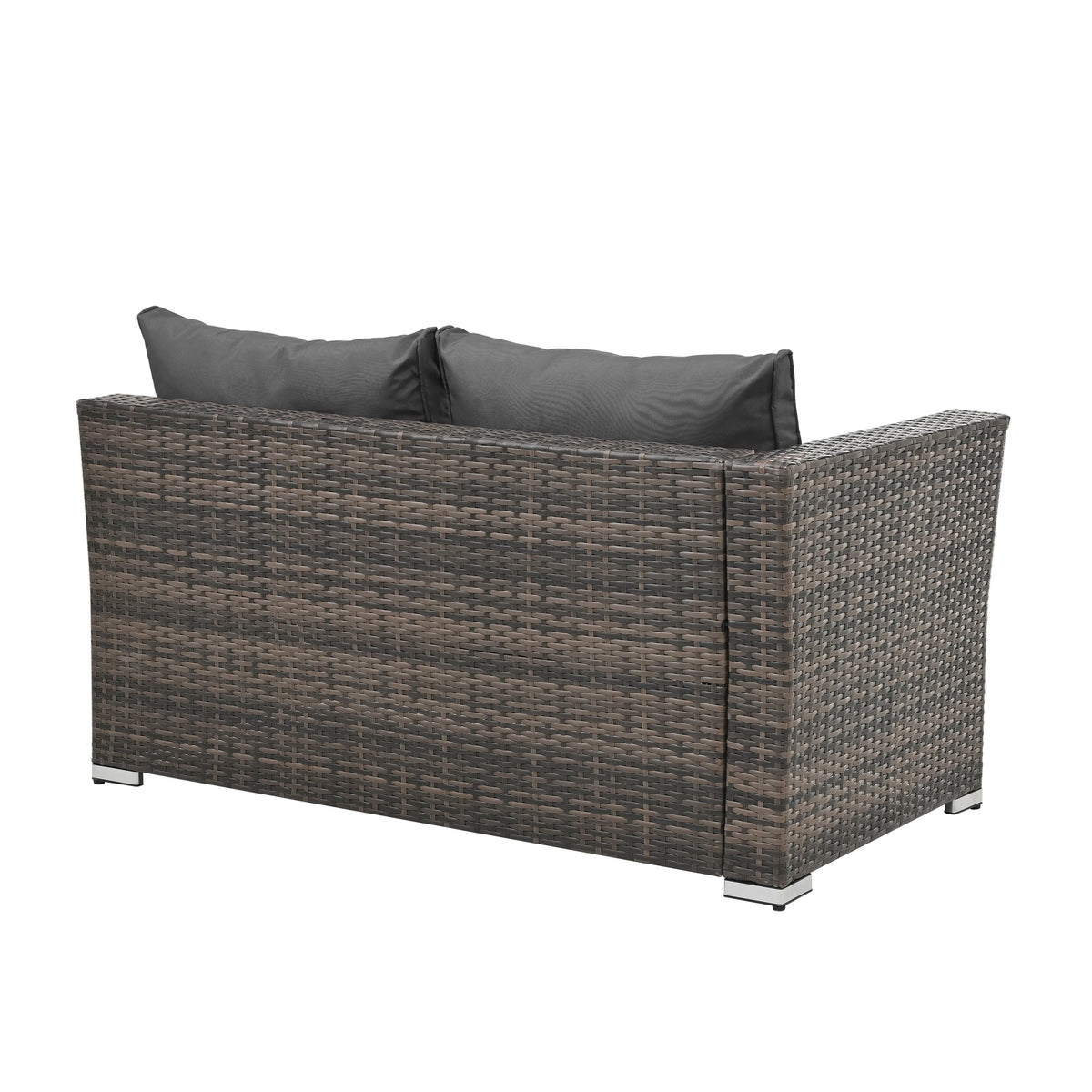 6 Pieces Wicker Patio Furniture Set Outdoor Conversation Set, All Weather PE Rattan Sectional Sofa Couch with Storage Table and Cushions, Beige