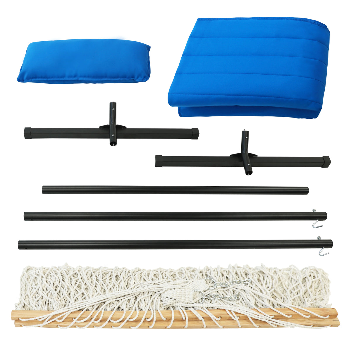 VEIKOUS 2-Person Hammock w/Metal Stand, Detachable Pad & Pillow 450lbs Weight Capacity, White