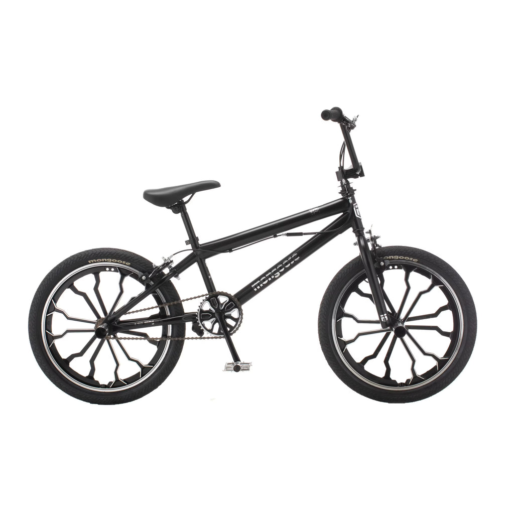 Mongoose Rebel Kids BMX Bike, 20-in. Wheels, Children & Tweens Ages 7-13, Black Bicycle