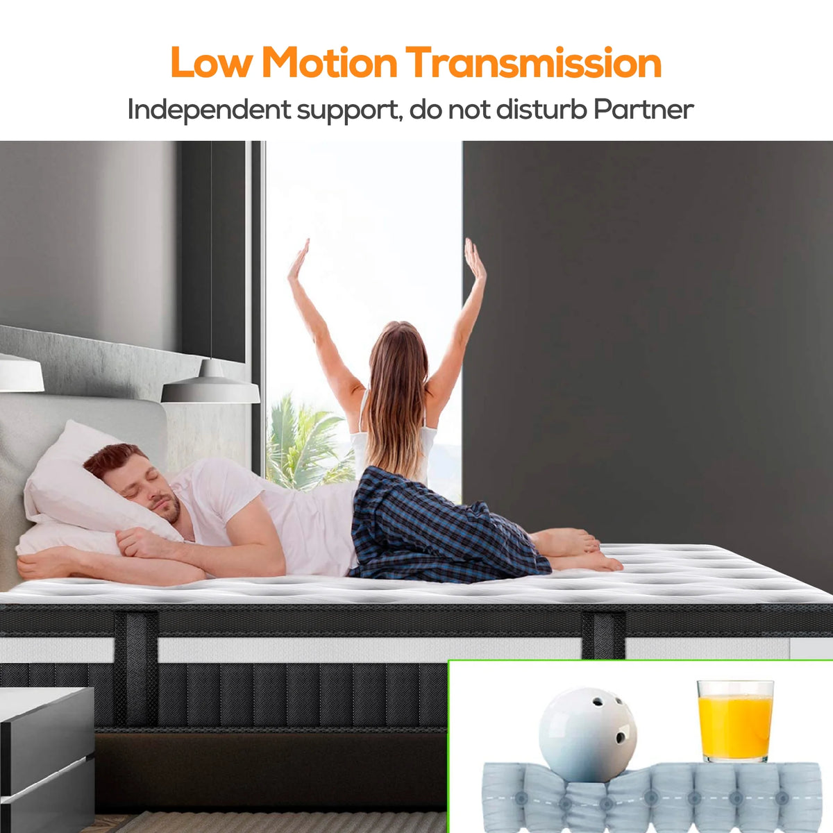 King Size Mattress, 14 Inch Gel Memory Foam King Mattress for Cooling Night & Pressure Relief, Medium Plush Feel with Motion Isolating