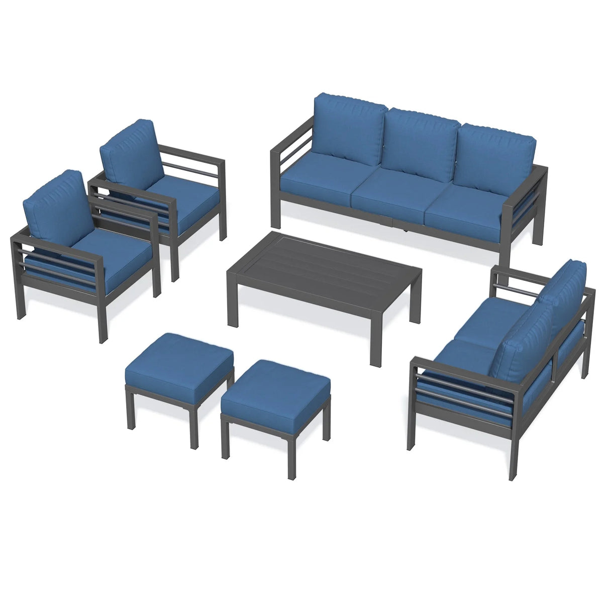 AECOJOY Aluminum Outdoor Furniture Set, 7 Pieces Metal Patio Furniture on sale Outdoor Couch Patio Conversation Set - Light Grey