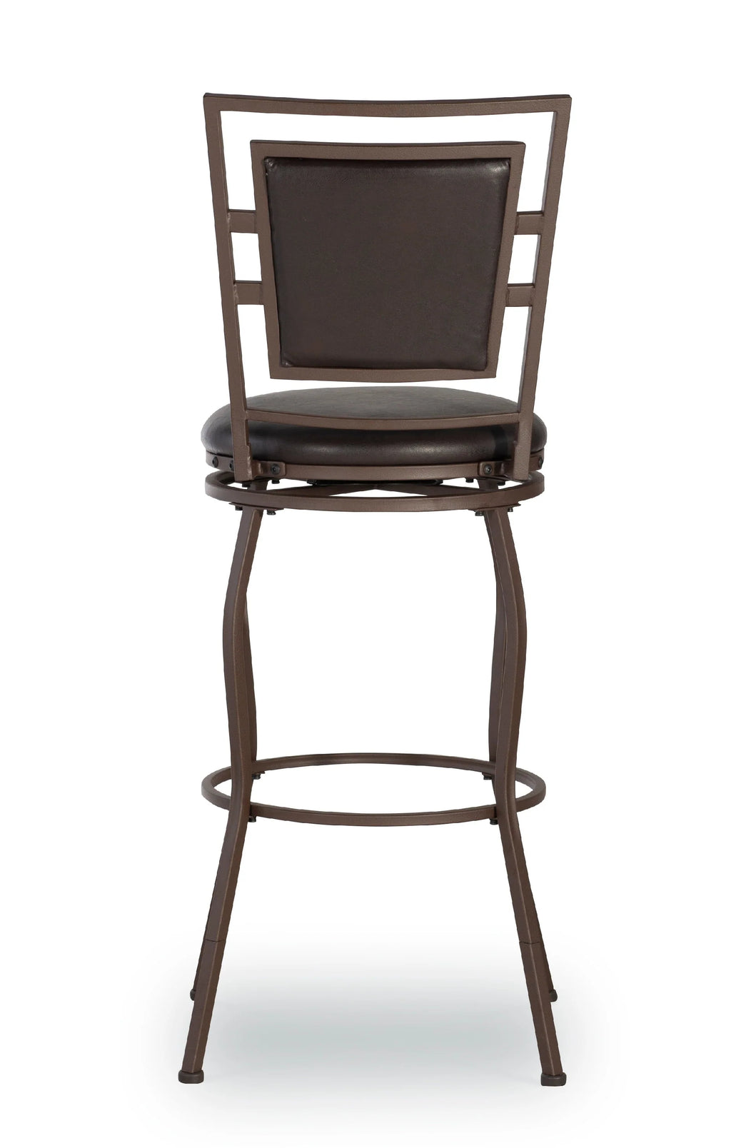 Linon Nora 3-Piece Swivel Bar Stool Set, 24"-30" Adjustable Seat Height, Dark Brown Finish with Dark Brown Vinyl Fabric