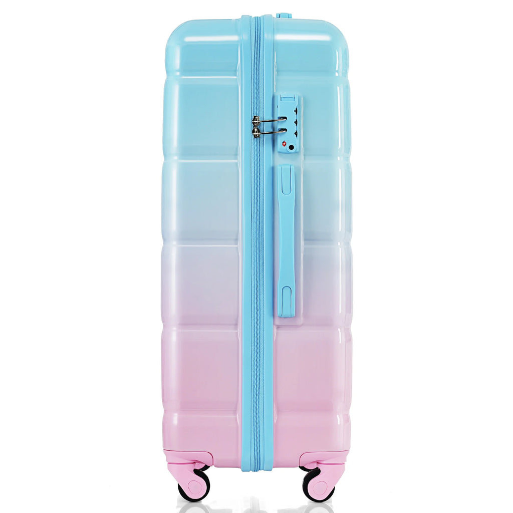 PAPROOS 3-Piece Luggage Set (20''/24''/28''), Hardshell Lightweight Suitcase with USB Port and Side Hooks, Travel Luggage with TSA-Lock, Hardside Rolling Luggage for School, Travel, Pink