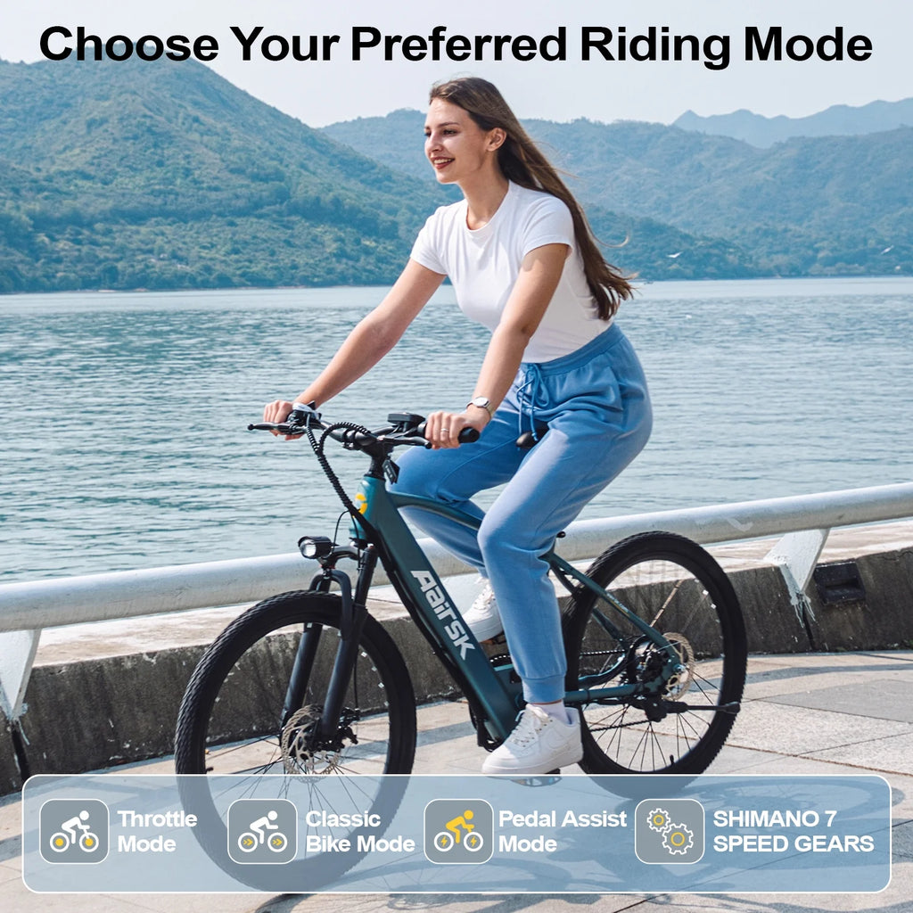 Unibike 24"Electric Bike for Adults, 400W Ebike with 36V 10AH Battery, 40Miles Long Range, Shimano 7-Speed Electric Bicycle, Blue