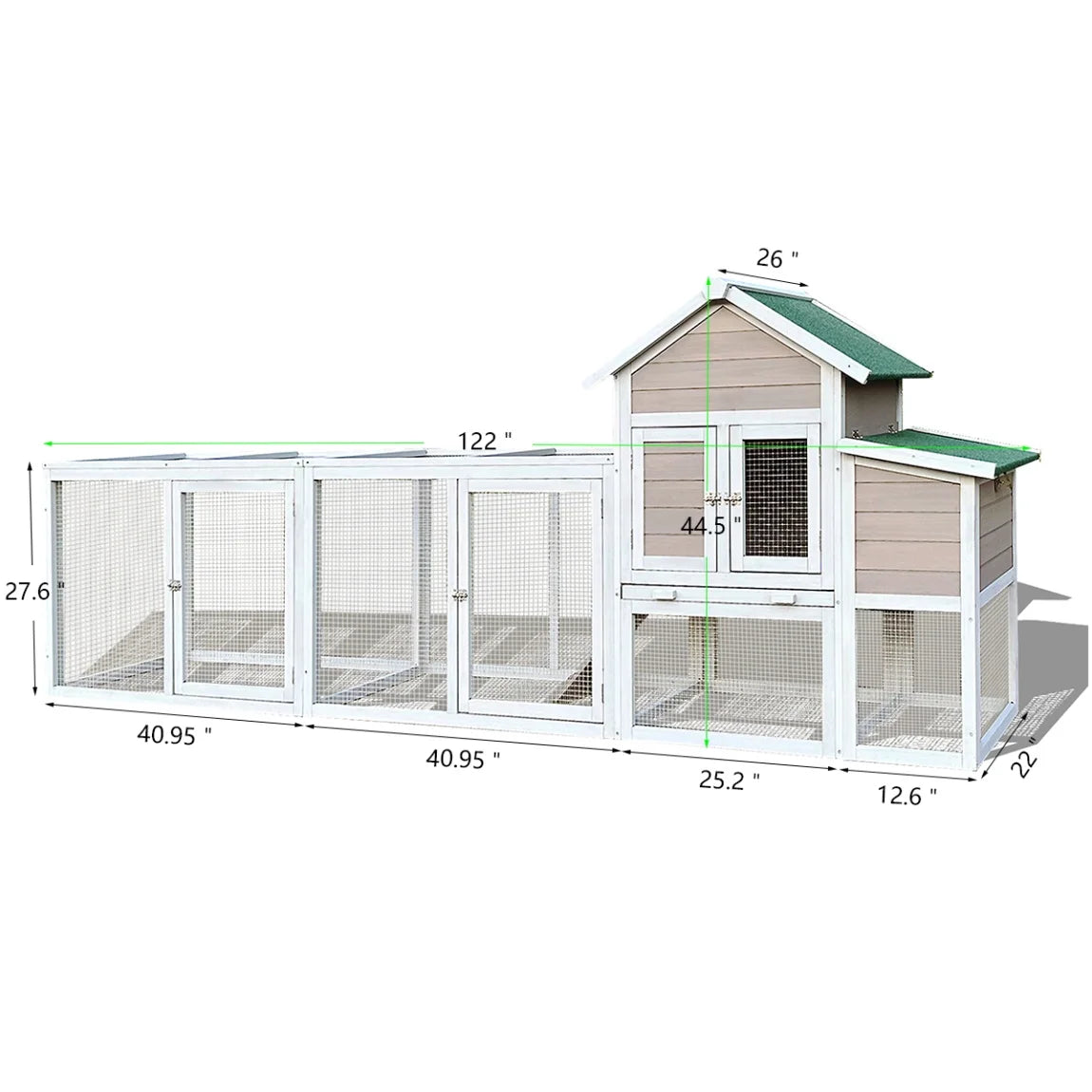 79.5 " Outdoor Poultry Cage, Large Wooden Bunny Cage Chicken Coop Hen House with 2 Runs, 2 Tier Waterproof Poultry Pen Enclosure for Rabbit Chicken Duck Small Animals