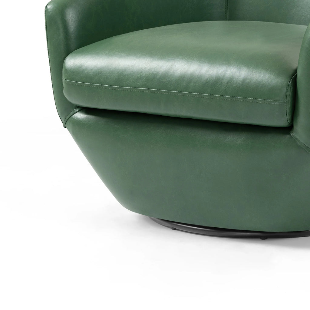 DREAMSIDEA Faux Leather Swivel Accent Chair Sets of 2 360 Swivel Barrel Chair,Swivel Club Sofa for Living Room, Bedroom, Office,Brown