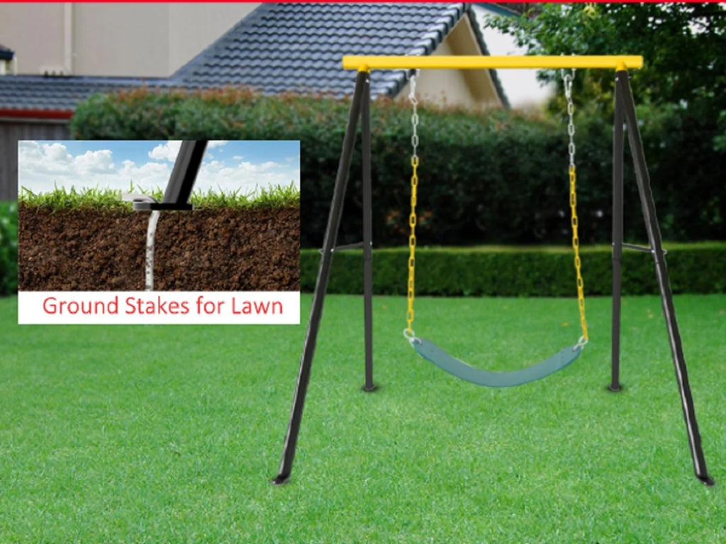 IVV Swing Stand for Porch, Outdoor Heavy Duty Swing Frame, Steel Metal Frame with 4 Ground Pegs, 73" Height Holds Up to 550lbs, Red (Swing NOT Included)