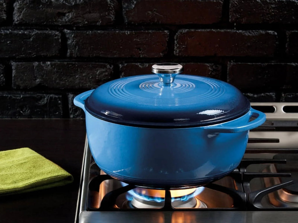 Lodge Enamel Cast Iron 7.5 Quart Dutch Oven, Blue, EC7D33