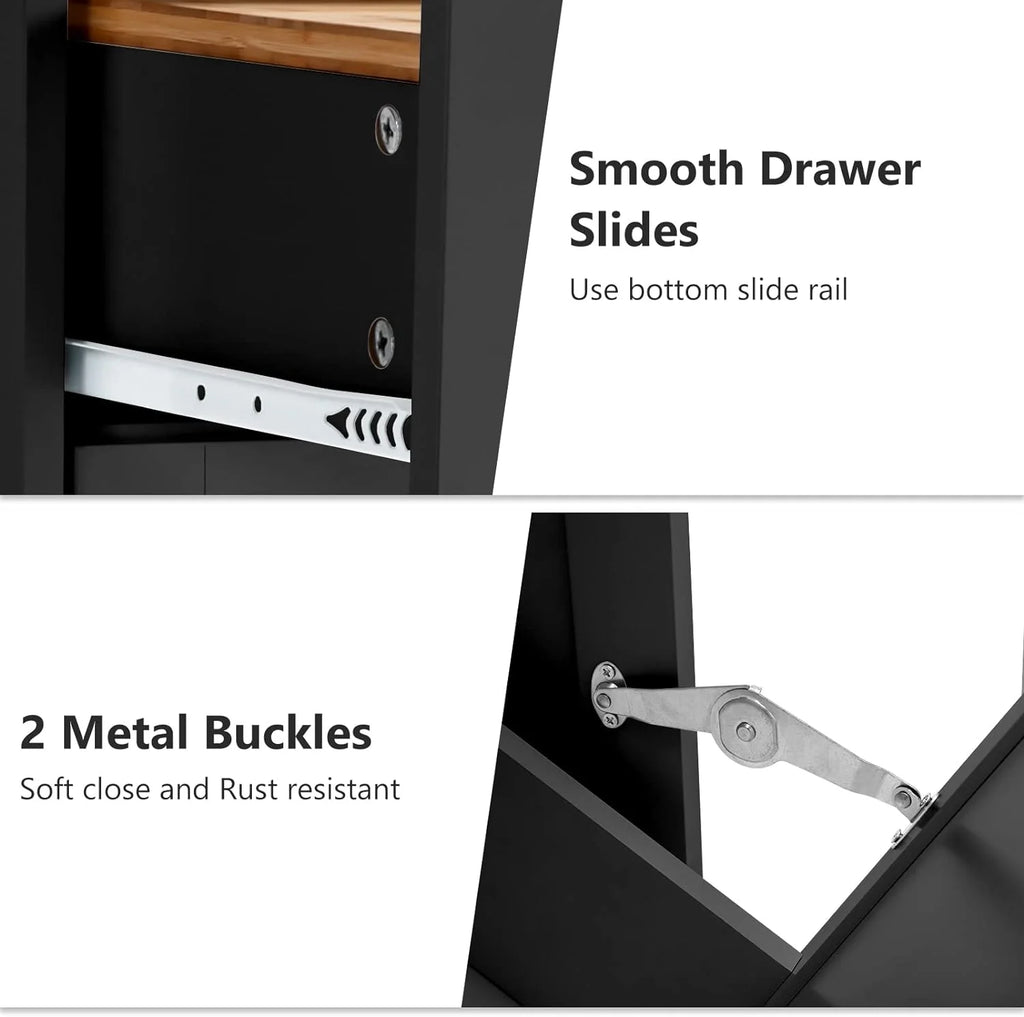 Hlivelood Double Trash Cabinet Tilt Out 20 Gallon, Pet Proof Kitchen Trash Cabinet Laundry Hamper with Cutting Board, Wood Garbage Recycling Station Hideaway Trash Holder Drawers