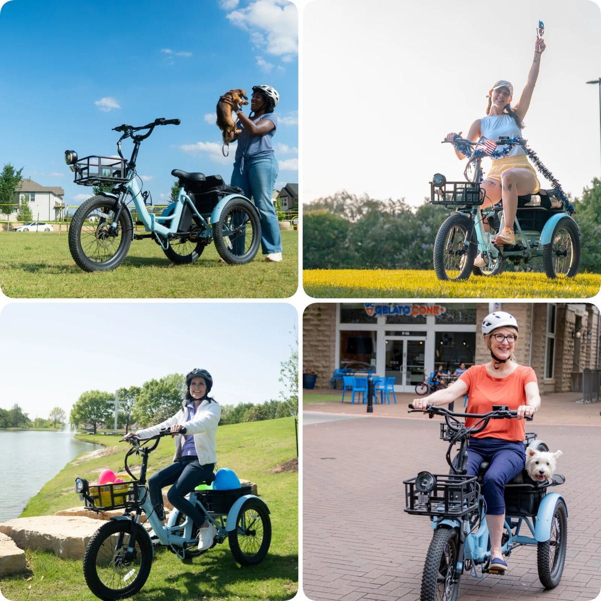 MOONCOOL TK1 Folding Electric Tricycle for Adults,48V 14.5Ah Removable battery, 500W Peak 1000w Motor, 20" Fat Tire Step-Thru 3Wheel Electric Bicycle w/Front&Rear Baskets, Certified to UL 2849 by SGS