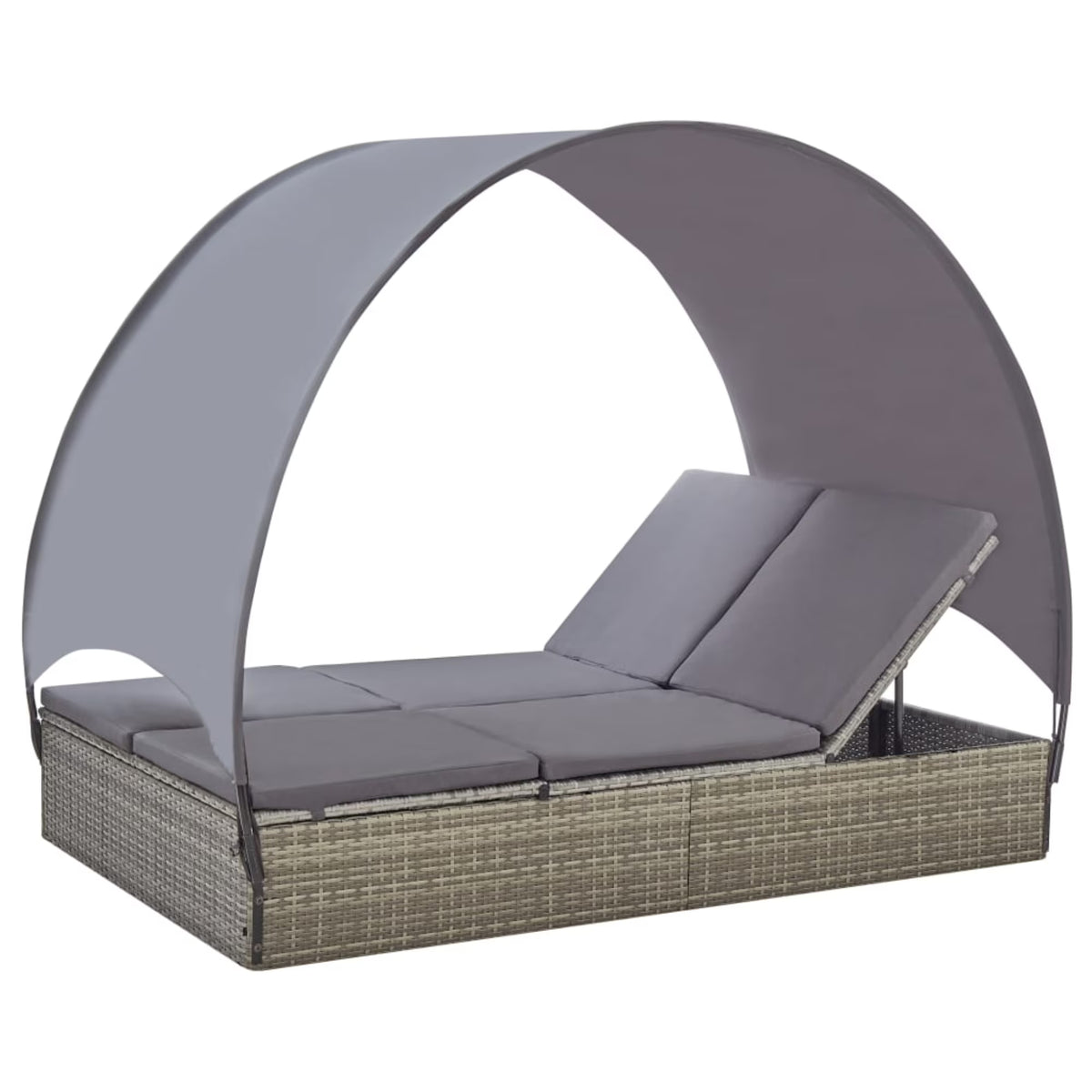 Casafoyer Double Sun Lounger with Canopy Poly Rattan Gray
