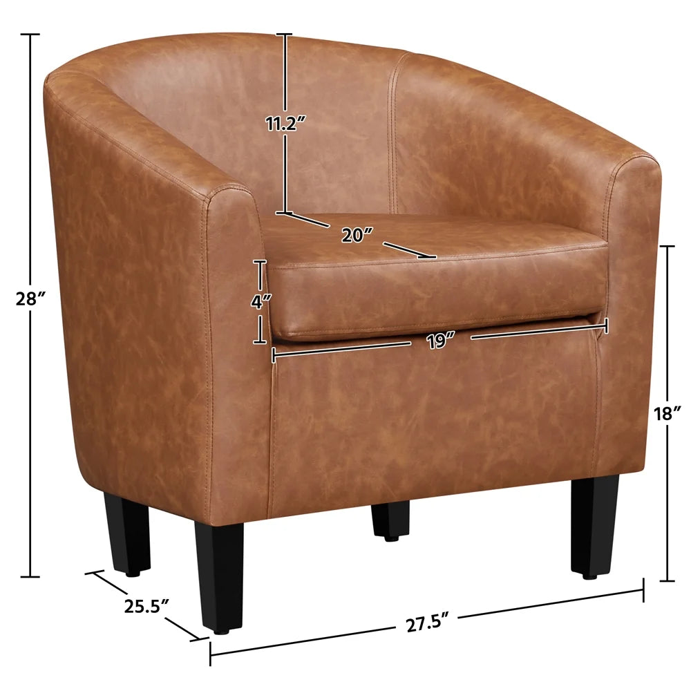 Yaheetech Faux Leather Accent Arm Chair For Living Room, Black
