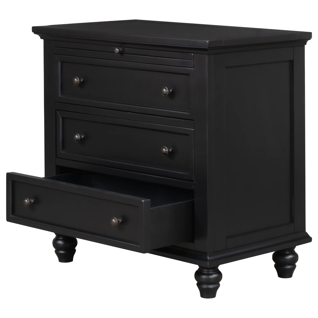 EUROCO 28 Larger Solid Wood 3-Drawer Side Table Nightstand, End Table with Pull out Tray for Bedroom, Living Room, Hallway, Entryway,White
