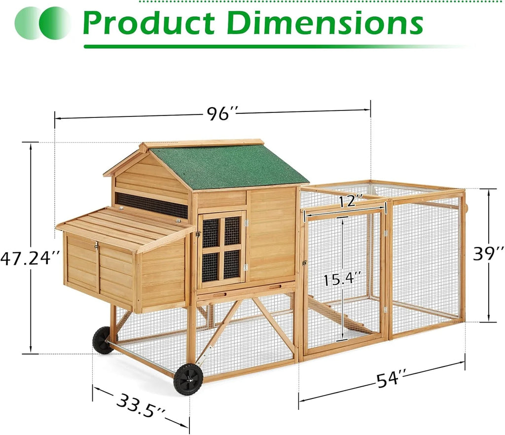 YODOLLA Chicken Coop 100" Wooden Large Chicken Cage with Run Chicken Coop for 6 8 Chickens,Chicken Run Hen House with 3 Nesting Boxes