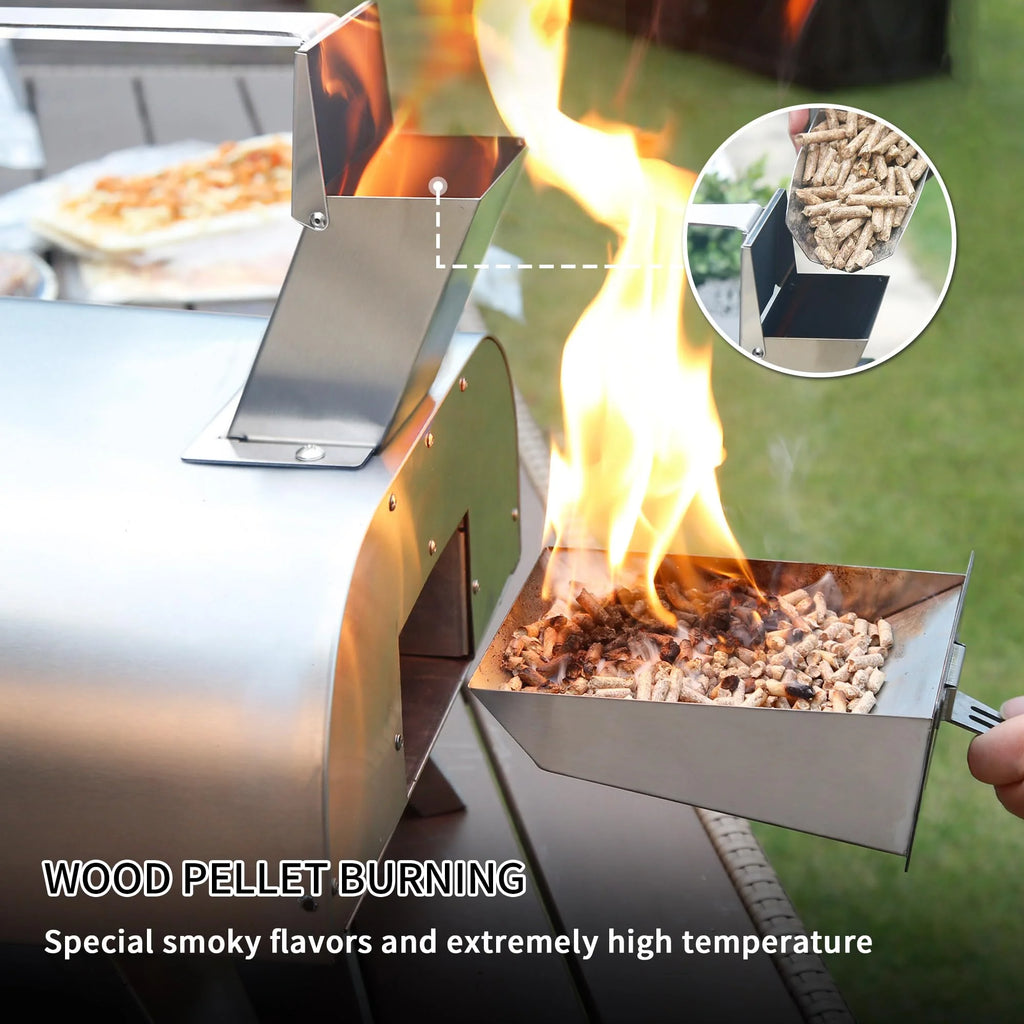 Big Horn Outdoors Wood Pellet, Wood Fired, Stainless Steel Pizza Oven (Silver)