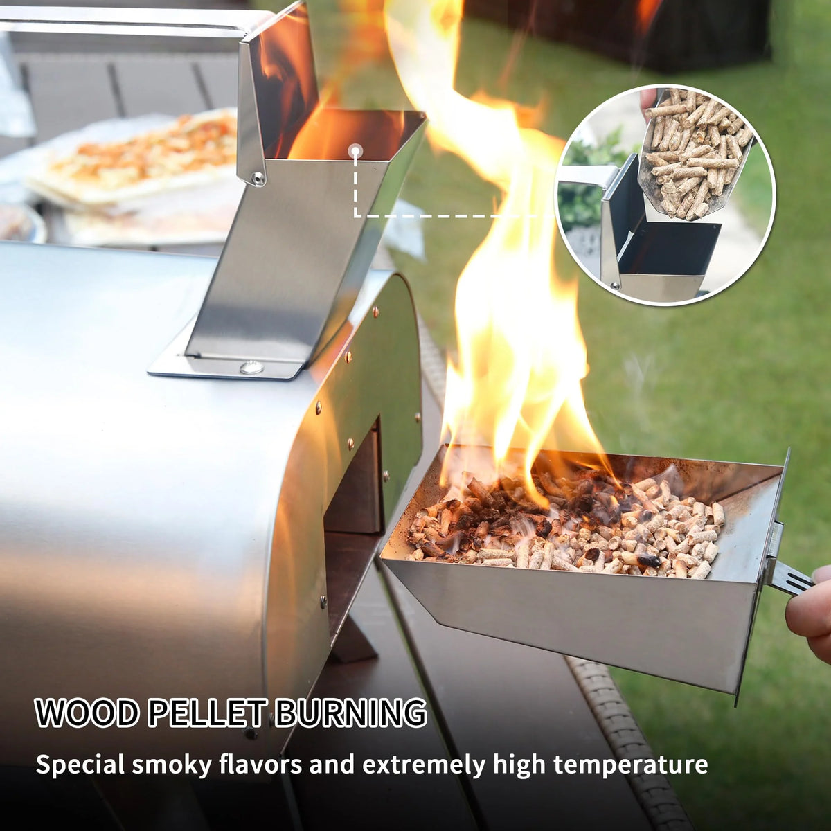 Big Horn Outdoors Wood Pellet, Wood Fired, Stainless Steel Pizza Oven (Silver)