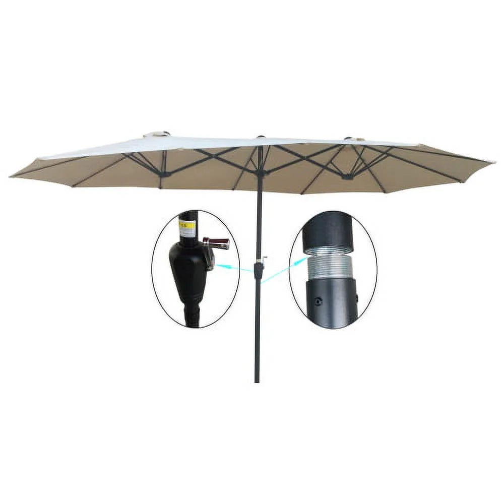15x9Ft Rectangular Double-Sided Patio Umbrella,Market Table Canopy Waterproof Twin Umbrella with Wind Vents,Garden Extra Large Umbrella with Crank Handle,for Garden Deck Backyard Pool Outside Deck