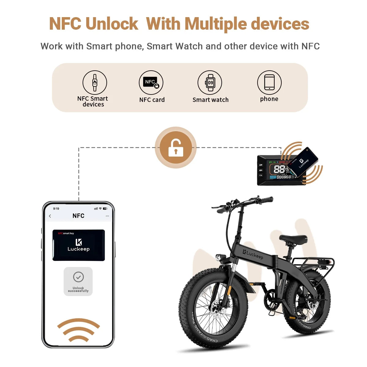 Luckeep X1 Lite Foldable Electric Bike for Adults 1500W Peak Motor,720WH Removable Battery,28MPH 60 Miles Long Range,20"*4" Fat Tire All-Terrain E-bike with Front Suspension,Mountain Electric Bicycle