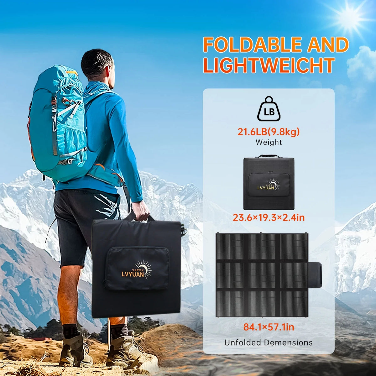 LVYUAN 400 Watt Foldable Solar Panel Kit, Portable Solar Charger Waterproof IP67 Solar Generator with MC4 Connector for Power Station, Camping, RV, Boat & Emergency