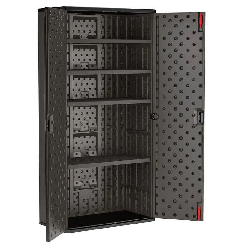 Suncast 80-inch x 40-inch 4-Shelf Storage Cabinet Locker, Black, Resin, Garage Cabinet