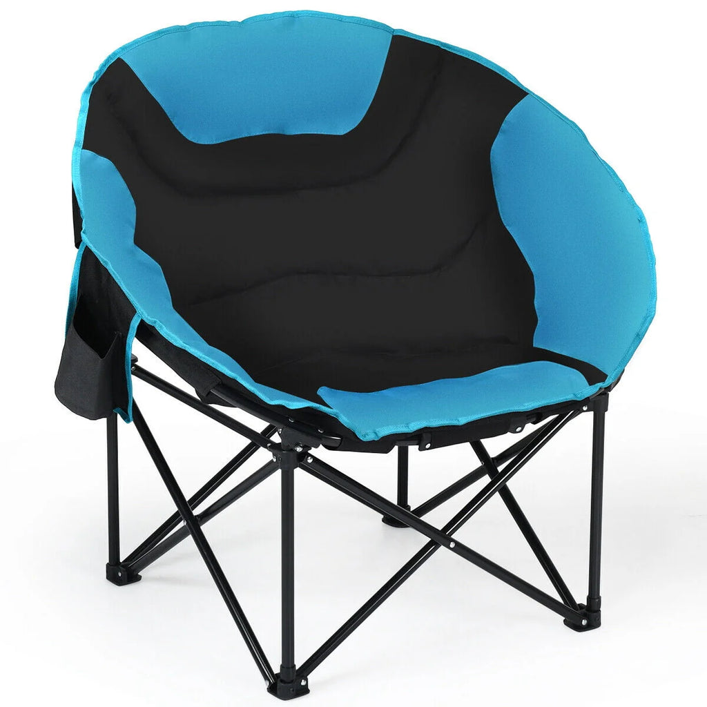 Gymax Moon Saucer Steel Camping Chair Folding Padded Seat w/ Carry Bag