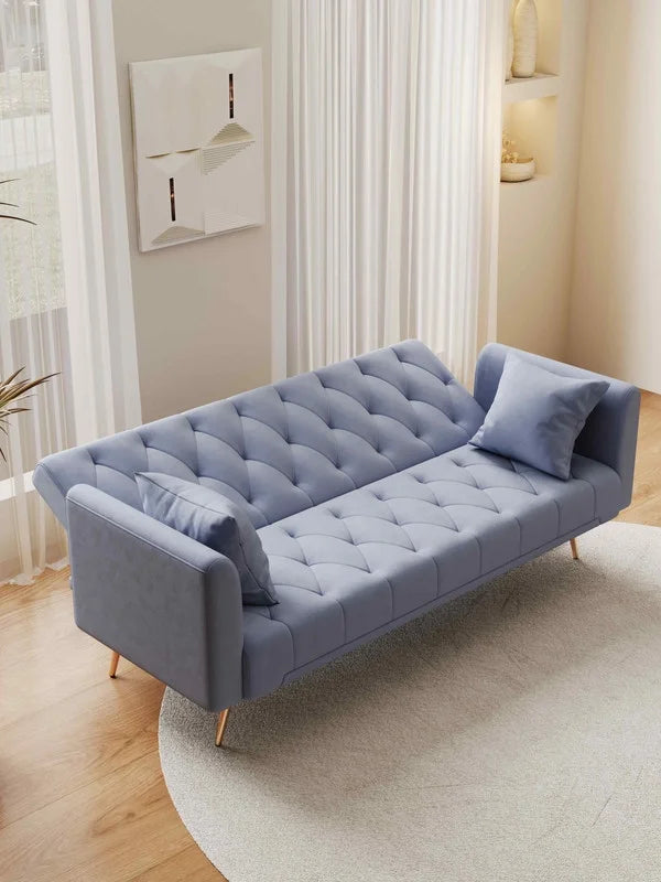 FFH Modern Corduroy Futon Sofa Bed with Adjustable Backrest,Convertible Loveseat Sleeper,Soft Couch with Drop-Down Table and Cup Holder for Living room,Pink