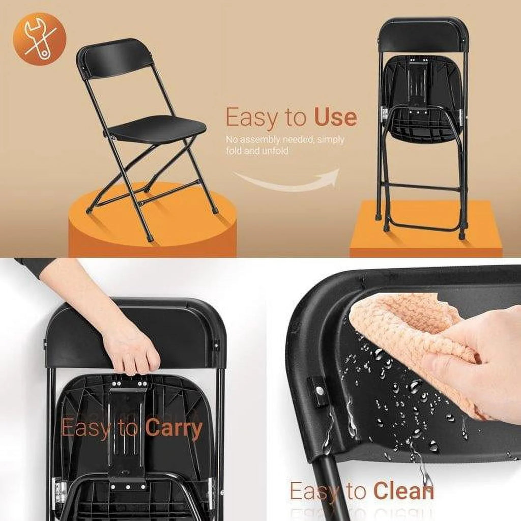 Ktaxon 10 Pack Plastic Folding Chairs Wedding Banquet Seat Party Event Chair for Adults, Black