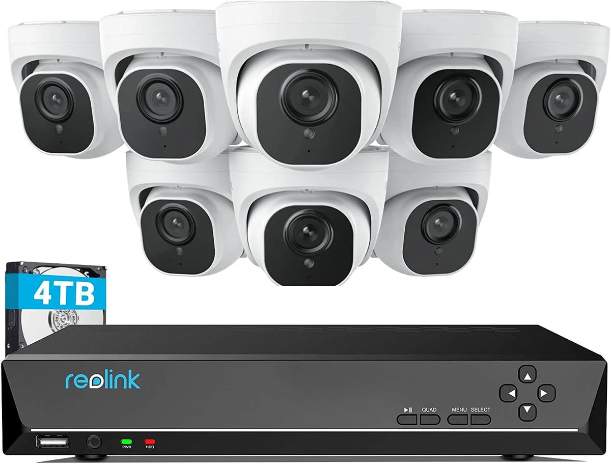 Reolink 4K 8CH Outdoor PoE Camera System,4Pcs 8MP Video Security Camera Smart Person/Vehicle Motion Detection,24/7 Recording