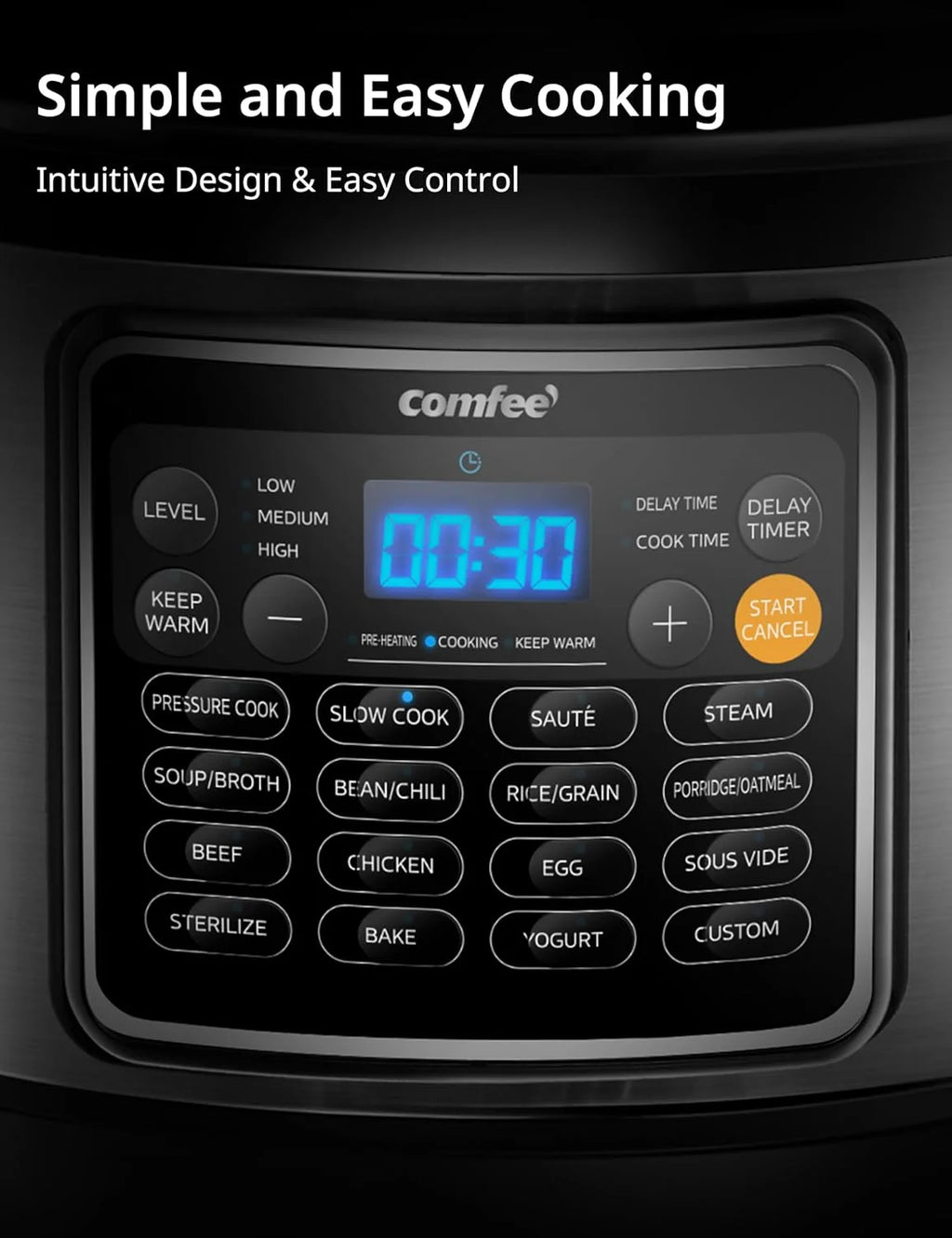 COMFEE 16 in 1 Electric Pressure Cooker Instant Multi Cooker Olla de Presion Non-Stick Pot Yogurt Maker Rice Cooker Slow Cooker Saut Steamer 8 Quarts Stainless Steel