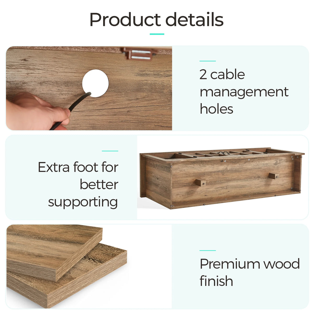 LINSY HOME Modern Farmhouse TV Stand for TVs up to 65",Home Entertainment Center with Storage Cabinet and Adjustable Shelves,Washed Grey & Brown