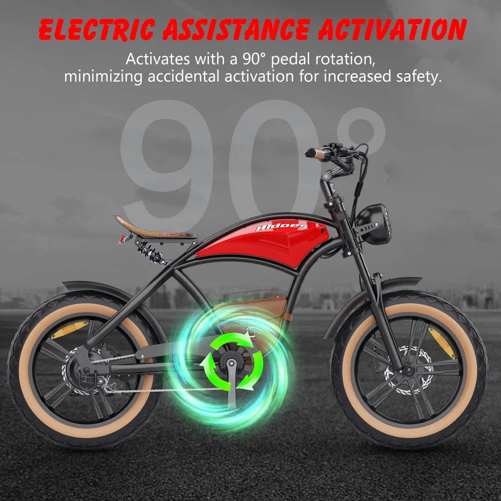 Hidoes B10 Electric Mountain Bike for Men/Woman 1000W Adult Electric Bicycle 20" Fat Tire Off Road E-bike with Removable Battery up to 28 mph,Free Shipping, Red
