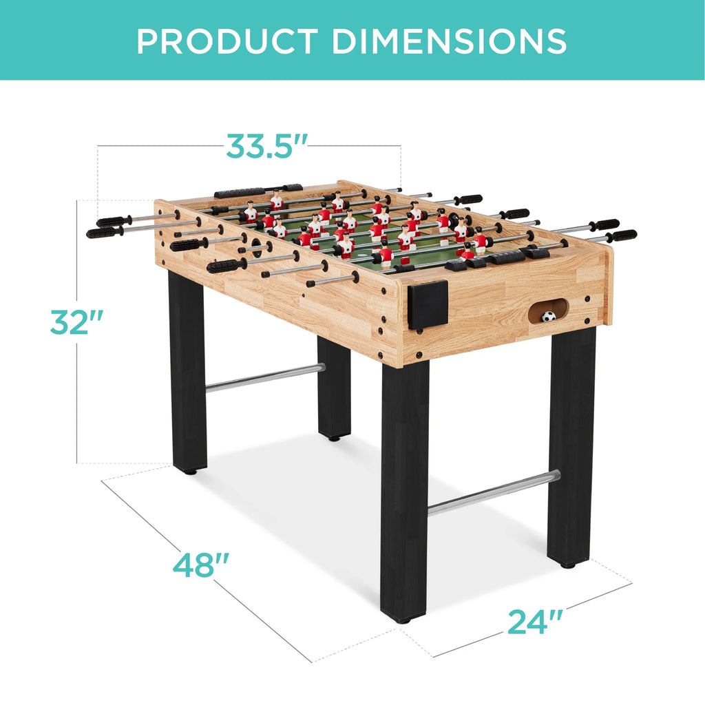 Best Choice Products 48in Competition Sized Foosball Table for Home, Game Room w/ 2 Balls, 2 Cup Holders - Light Brown