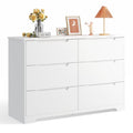 Dresser for Bedroom, Lofka 6 Drawer Double Dresser with Cutout Handles, Large Storage Capacity, Anti-Tip Safety, Modern Wood Chest of Drawers, Smooth Metal Rail, White