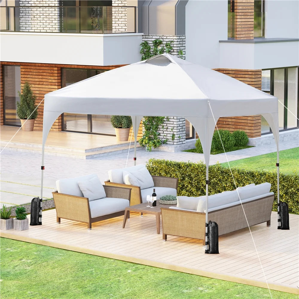 Topeakmart 8x8ft Pop Up Canopy Tent with Adjustable Height and Roller Bag, White