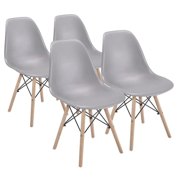 Yaheetech Set of 4 Modern Dining Chairs with Natural Beech for Kitchen Dining Bedroom Living Room, White