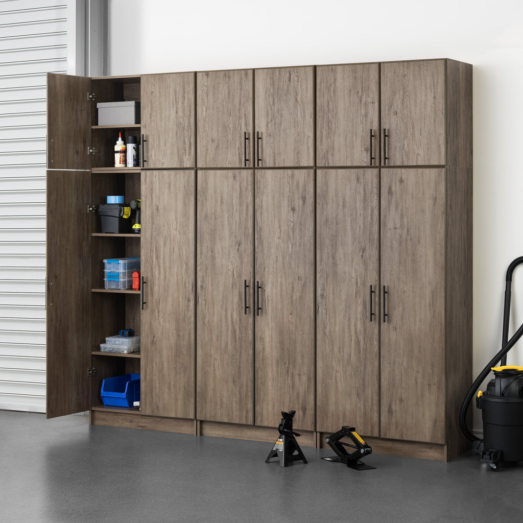 Prepac Adjustable Shelves Cabinet - Functional Tall Garage Table, 16"D x 32"W x 65"H Freestanding Garage Cabinet with 2-Doors, Light Gray - GES-3264