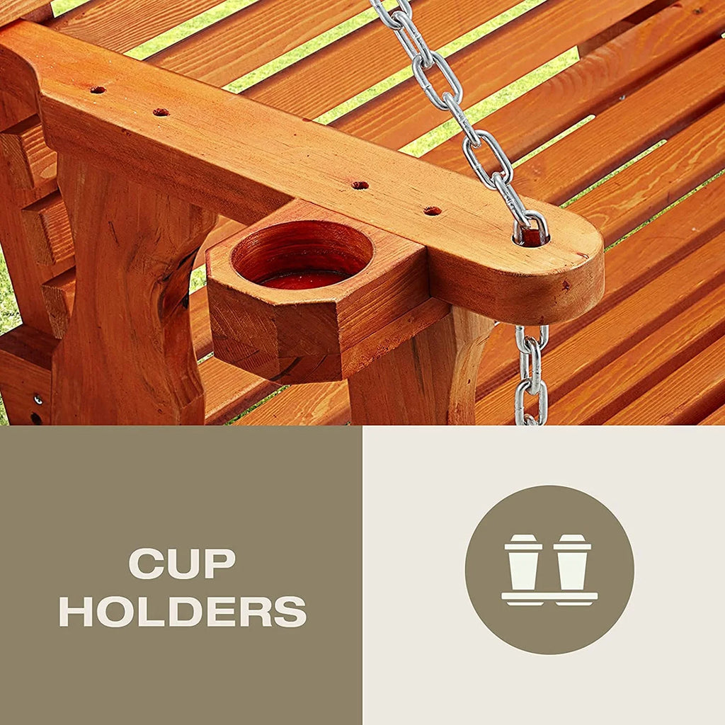 AECOJOY Outdoor Pergola with Porch Swing 12’x10’Outdoor Wood Deck Garden Patio Gazebo with Comfort Hanging Bench Swing